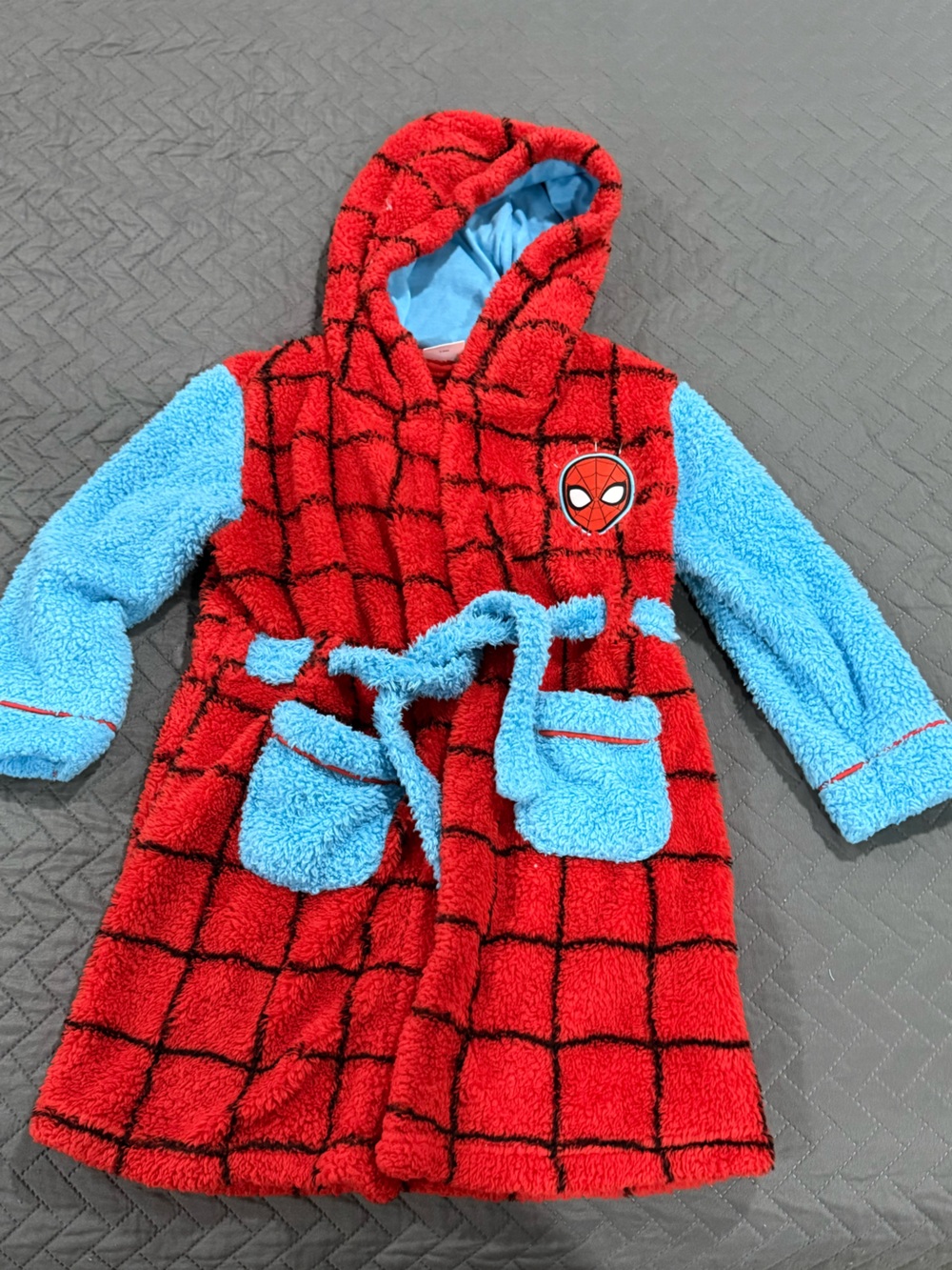 Disney Red and Light Blue Spider-Man Plush Hooded Robe